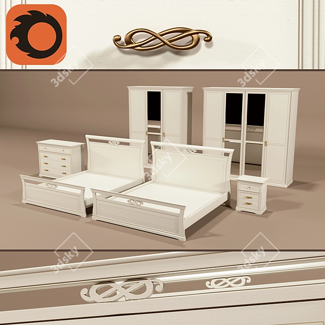 Elegant Vittoria Bedroom Furniture Set 3D model image 1