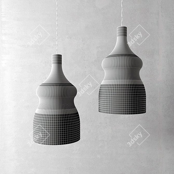 Glass and Metal Suspension Lamp 3D model image 2