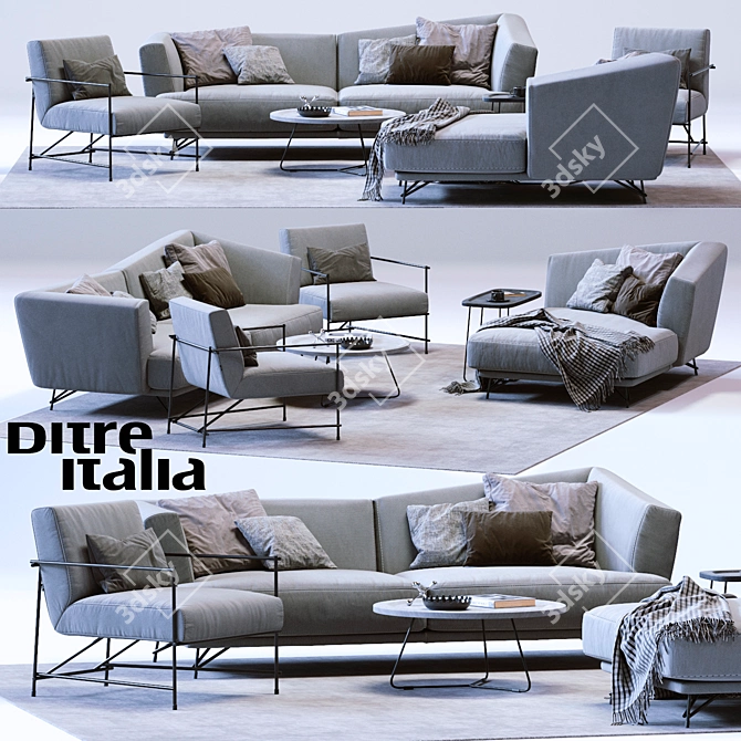 Modern LENNOX Sofa and KYO Armchair Set 3D model image 1