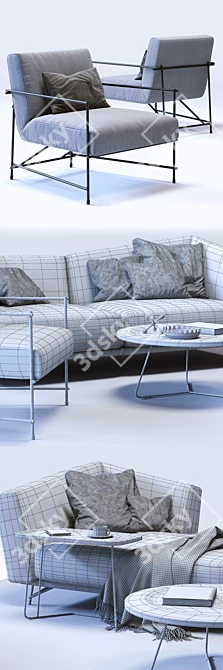 Modern LENNOX Sofa and KYO Armchair Set 3D model image 3