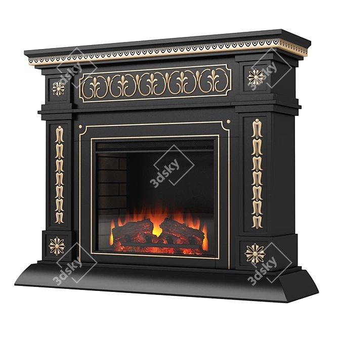 Delavan Black Electric Fireplace 3D model image 1
