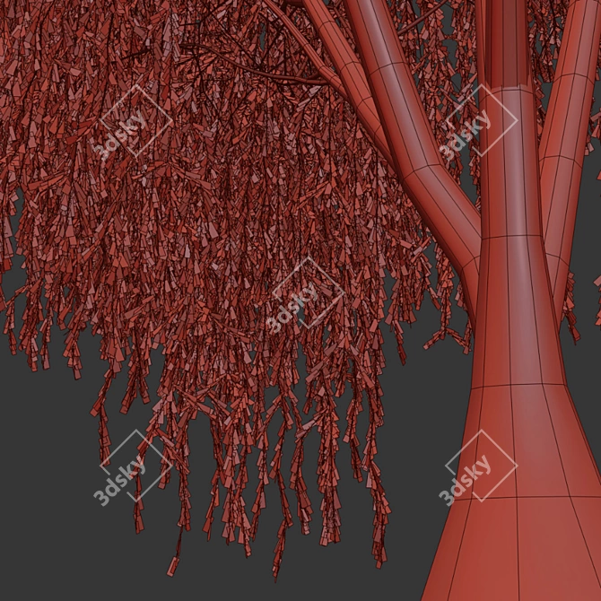 Elegant Willow Tree Sculpture 3D model image 3