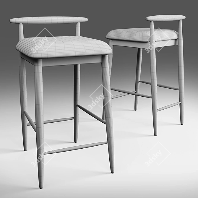 West Elm Upholstered Counter Stool 3D model image 2