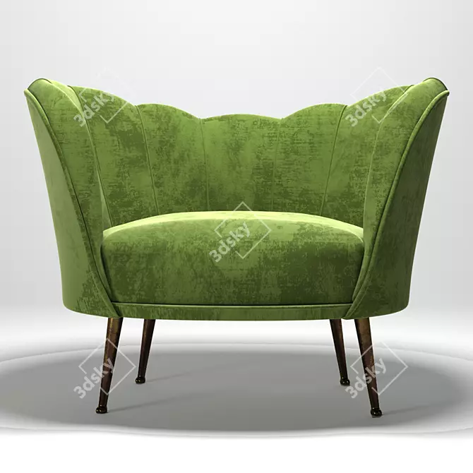 Andes Velvet Armchair | Mid-Century Modern 3D model image 1