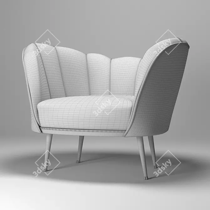 Andes Velvet Armchair | Mid-Century Modern 3D model image 3