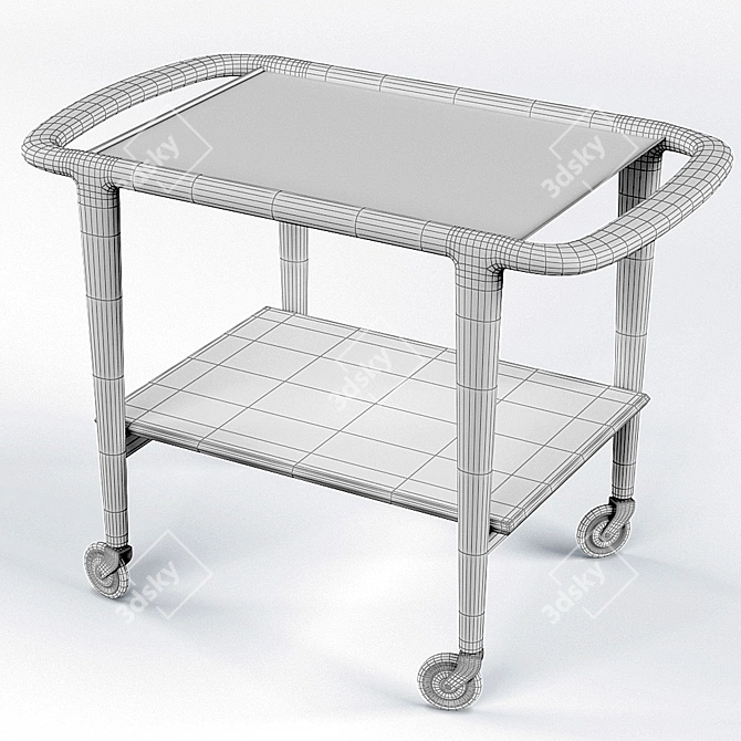 Møller Walnut Trolley: Versatile Danish Design 3D model image 3