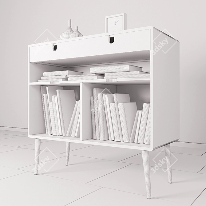 Sleek White Credenza with Drawer 3D model image 3