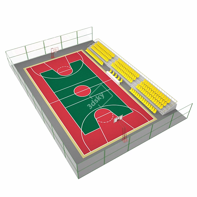 Precision Court: Complete Basketball Arena 3D model image 1