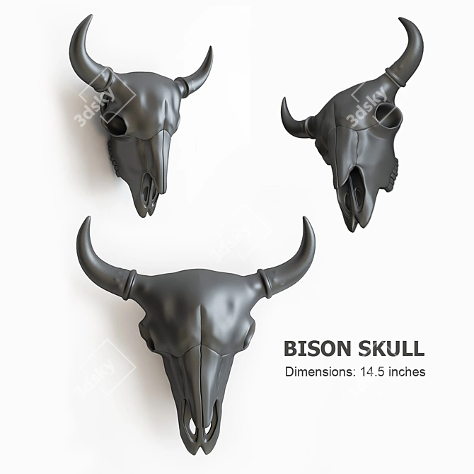 Gilded Bison Trophy Skull 3D model image 1