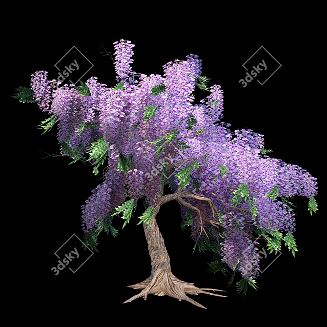 Elegant Wisteria Tree 3D model image 1