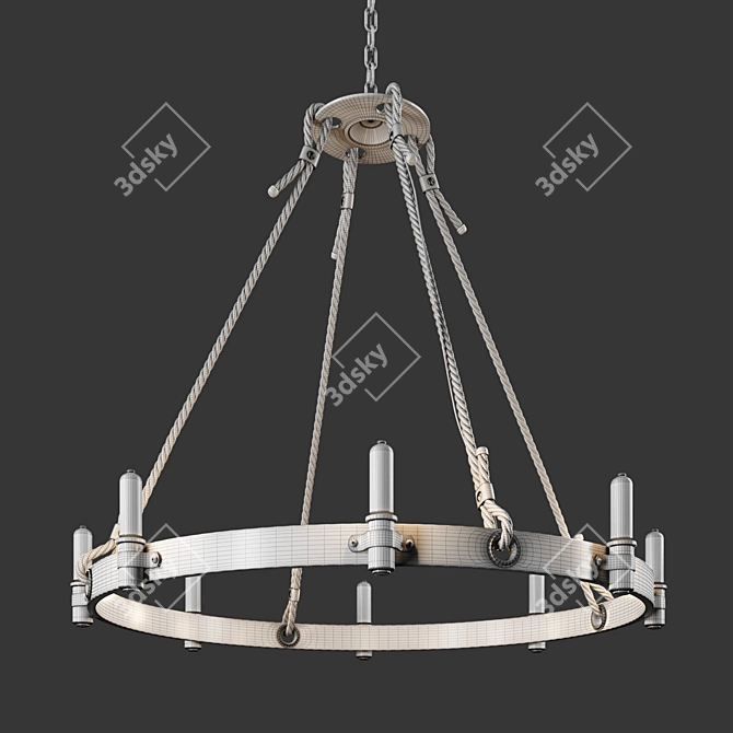 Industrial Loft Rope Chandelier - Rustic Elegance at its Finest 3D model image 3