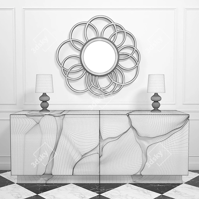 Luxury Reflection: Lapiaz Sideboard & Liberty Mirror 3D model image 3