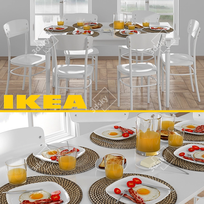 IKEA INGATORP and IDOLF Dining Set 3D model image 2