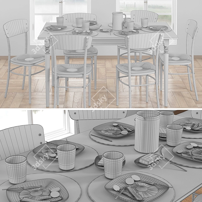 IKEA INGATORP and IDOLF Dining Set 3D model image 3