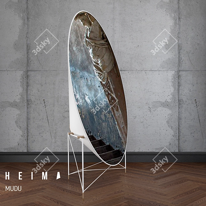 Heima Mudu: Stylish Floor Mirror with Corian Frame 3D model image 1