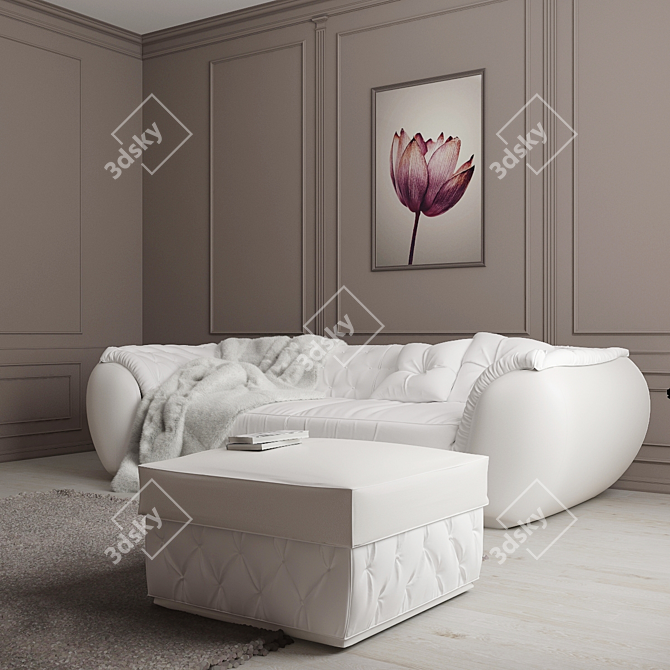 Italian Luxury Sofa and Ottoman Set - Cortezari Lapo 3D model image 2