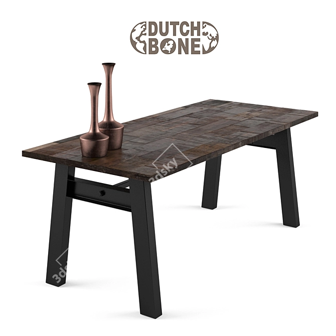 Reclaimed Crude Table: Rustic Charm 3D model image 1