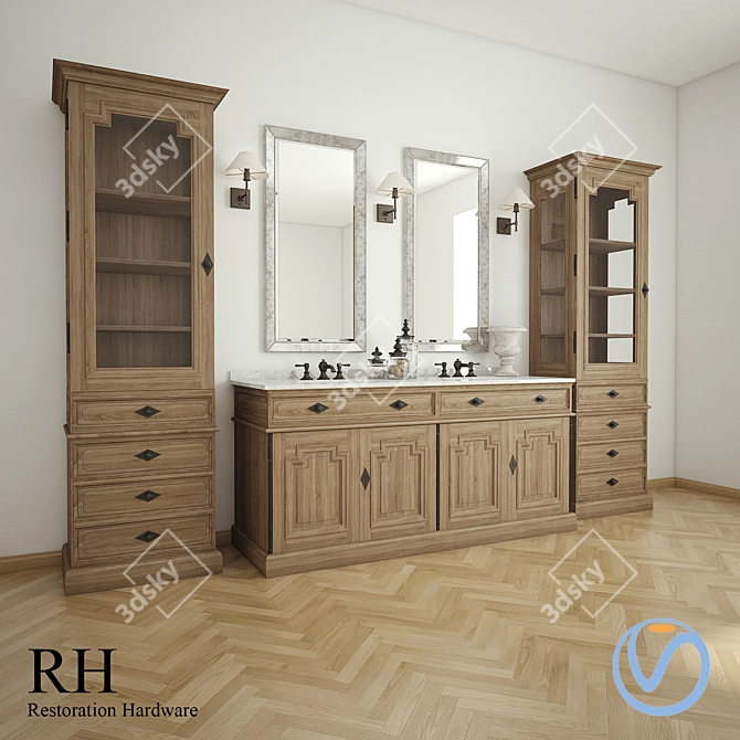 Elegant Montpellier Bathroom Set 3D model image 1