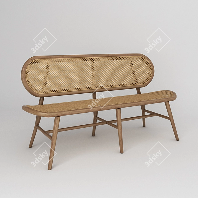 Elegant Rattan Bench for Outdoor 3D model image 1