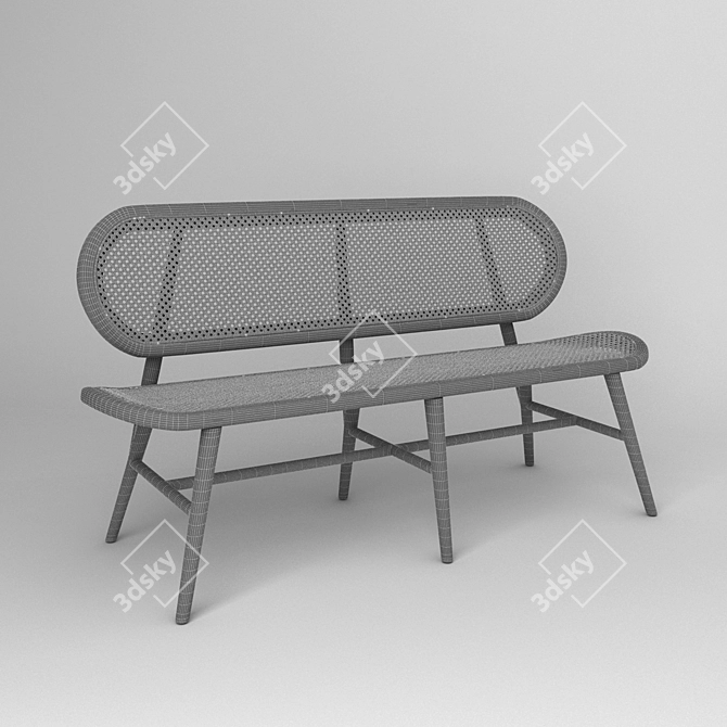 Elegant Rattan Bench for Outdoor 3D model image 3
