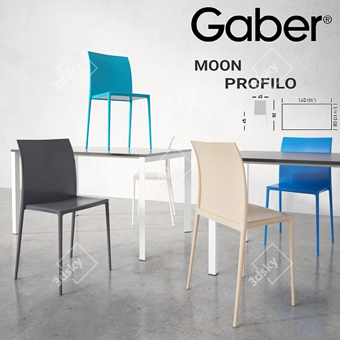 GABER Profilo Moon Chair & Table 3D model image 1