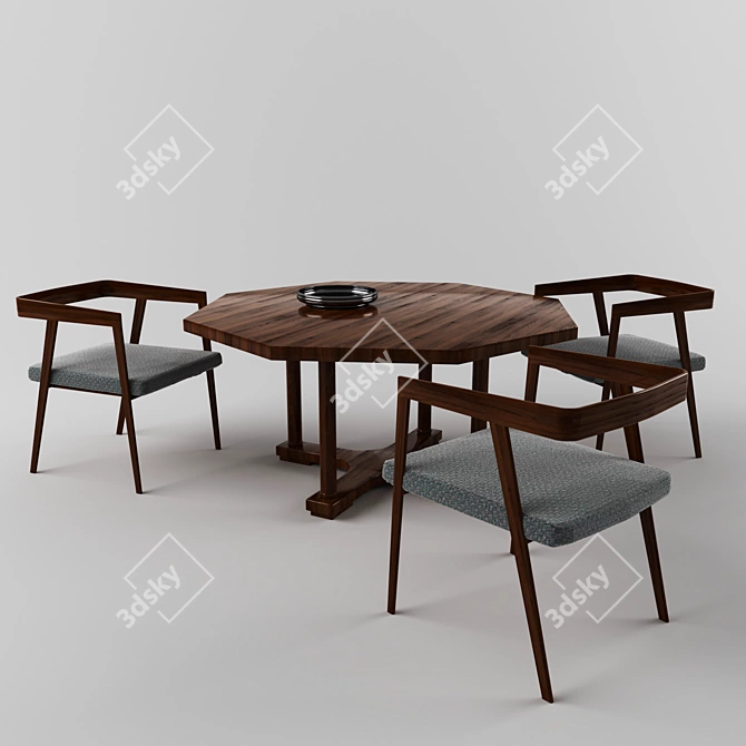 Elegant Dining Set 3D model image 1