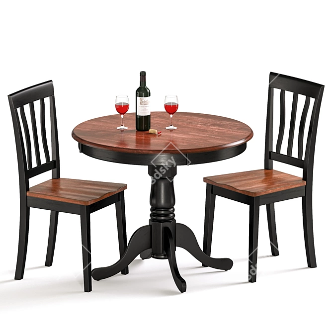 Elegant Caledonia Dining Set 3D model image 1