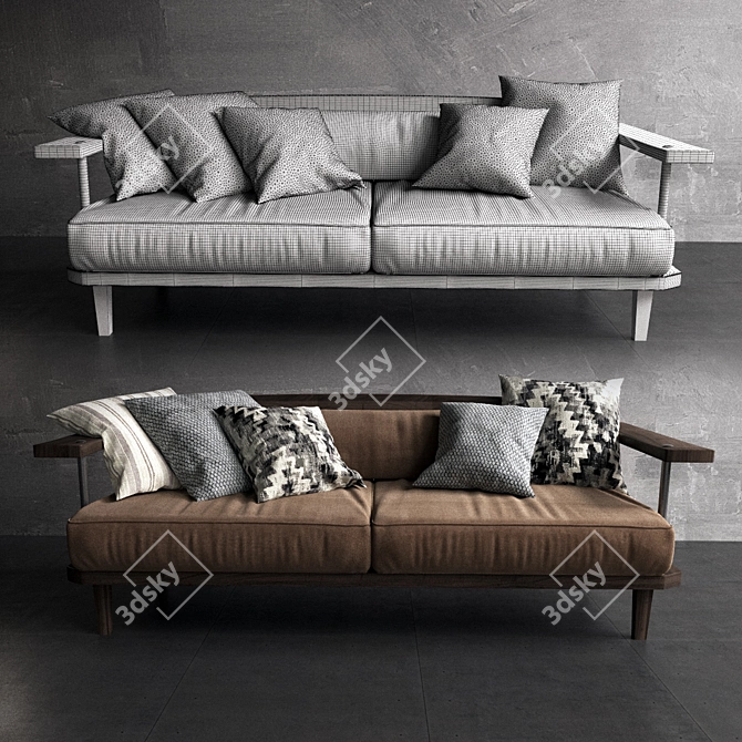 Urban Chic Loft Sofa 3D model image 2