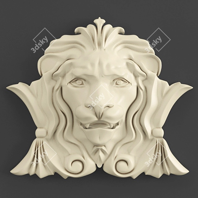 Regal Lion Head Decoration 3D model image 3