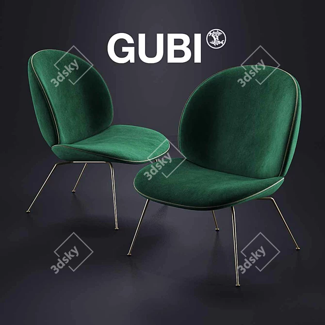 GUBI Beetle Lounge Chair: The Epitome of Comfort 3D model image 1