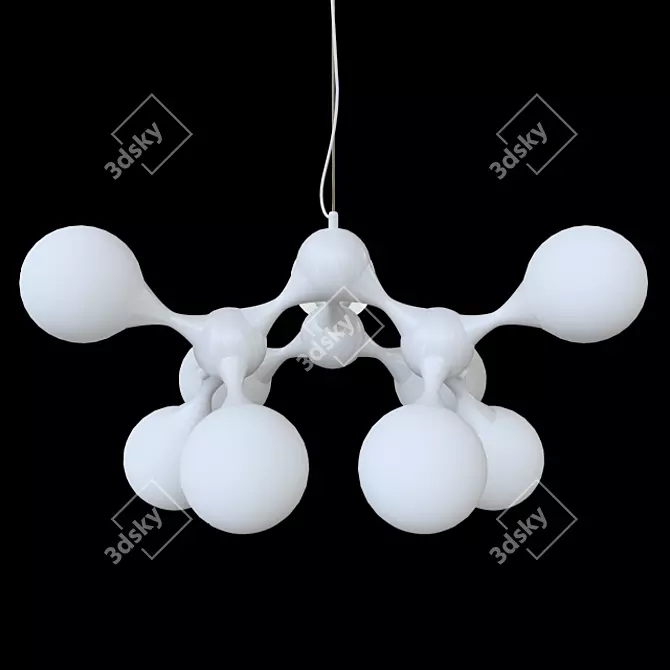 Modern Hanging Chandelier with White Glass Shades 3D model image 1