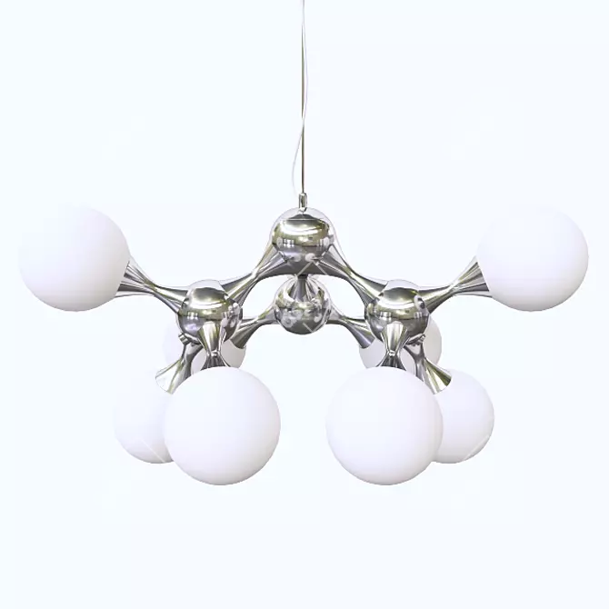 Modern Hanging Chandelier with White Glass Shades 3D model image 2