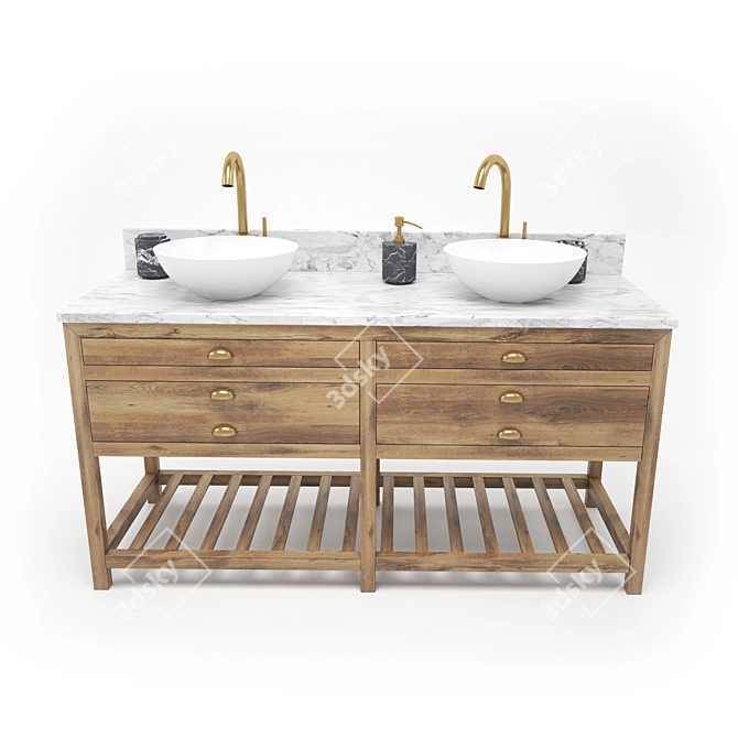 Elegant Vintage Washstand 3D model image 2