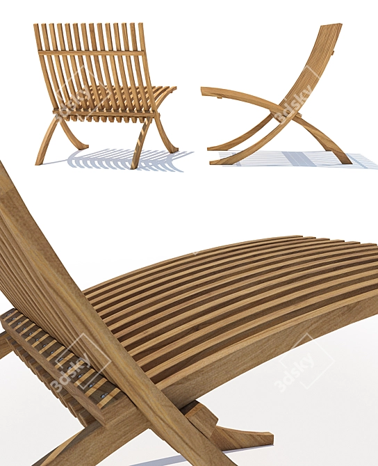 Scandinavian Teak Lounge Chair 3D model image 2