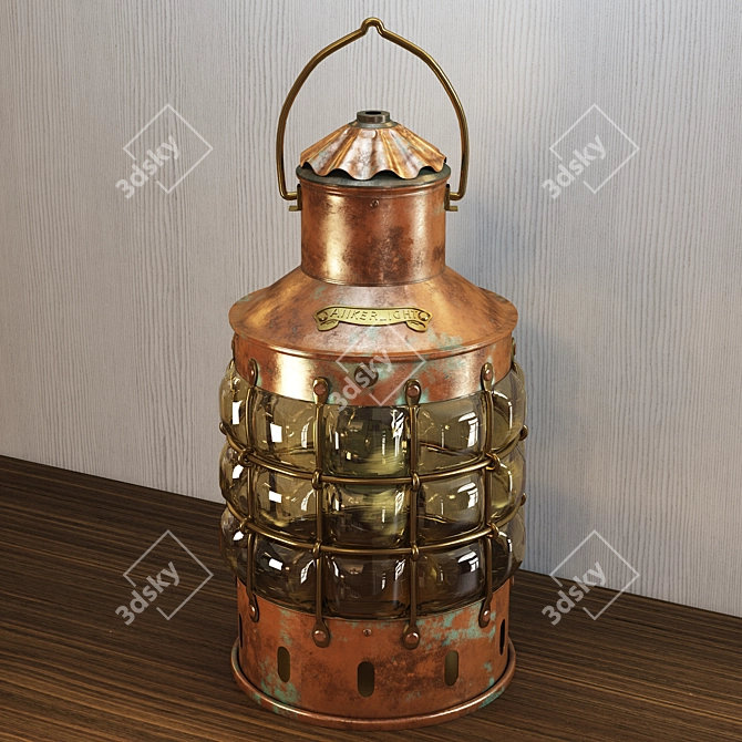 Antique Brass Ship Lantern 3D model image 1