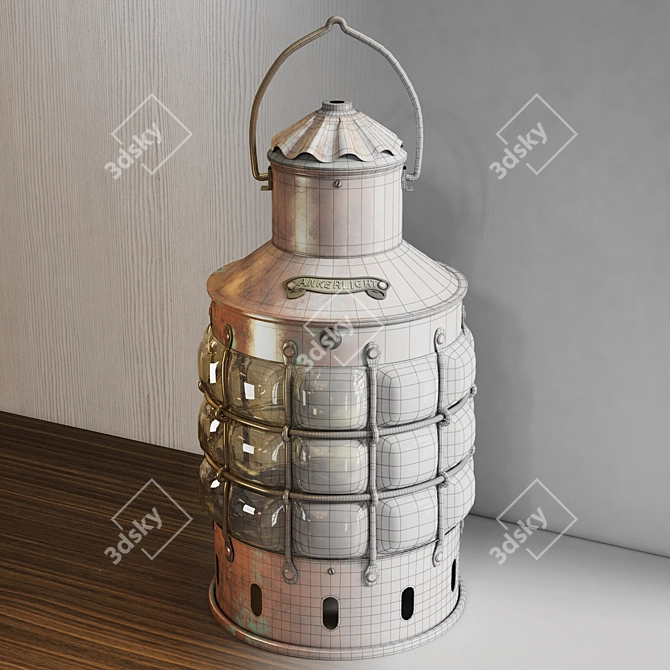 Antique Brass Ship Lantern 3D model image 2