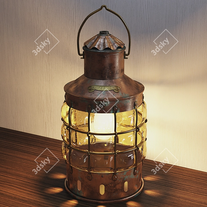 Antique Brass Ship Lantern 3D model image 3