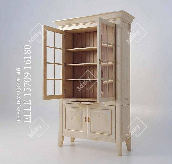 ELE Two-Door Wardrobe: Sleek and Functional 3D model image 2