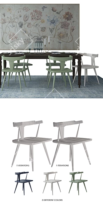 Boho Elegance: Anthropologie Dining Set 3D model image 2