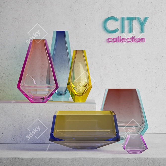 Moser City: Hand-Cut Vase Collection 3D model image 1