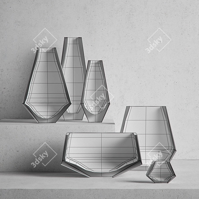Moser City: Hand-Cut Vase Collection 3D model image 3