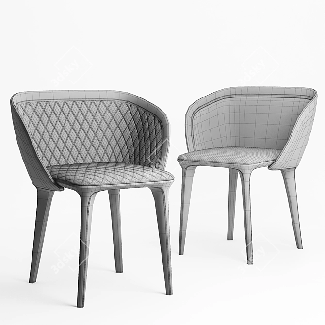 Elegant Upholstered Lepel Armchair 3D model image 3