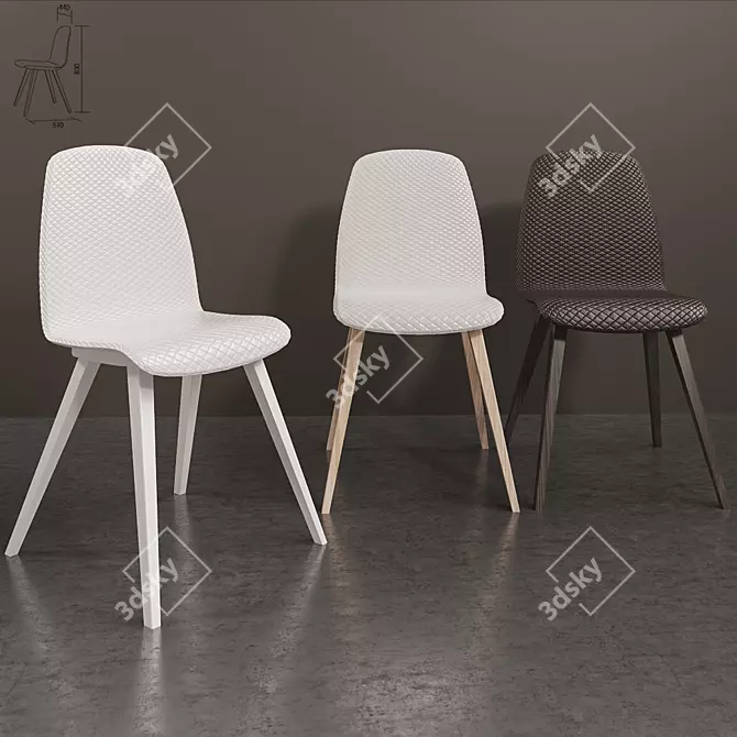 Diamond Upholstered DEBBY Chair 3D model image 1