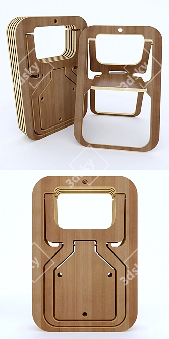 Foldable MDF Chair: Sleek and Sturdy 3D model image 2