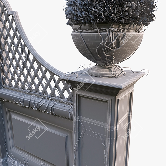 Elegant Pergola Set with Moss 3D model image 3