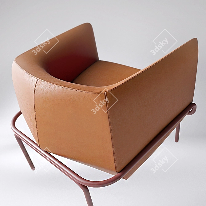 Modern Metal and Fabric Chandigarh Armchair 3D model image 3