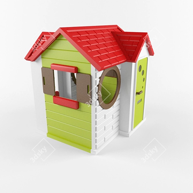 Smoby Children Playhouse: Door, Windows, Lock 3D model image 1