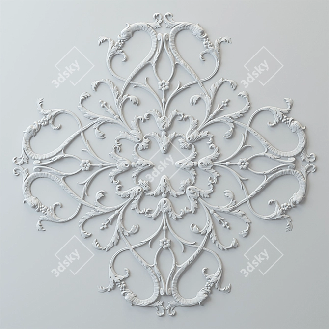 Elegant Rosette Bladed Ceiling Decor 3D model image 1