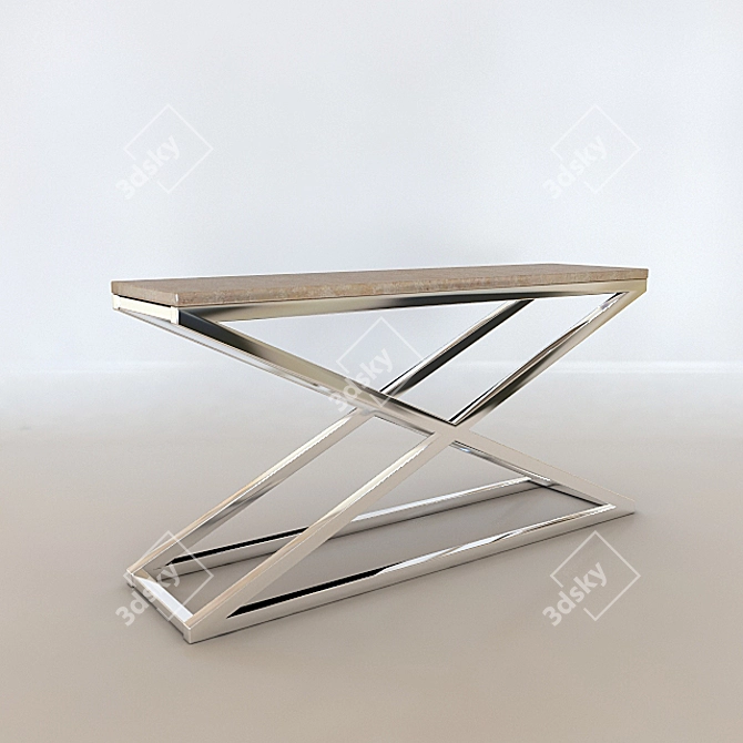 Stylish Chrome and Stone Console 3D model image 2