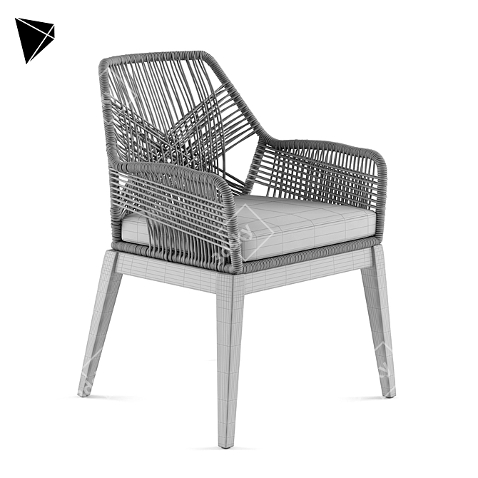 Elegant Greige Loom Armchair 3D model image 3